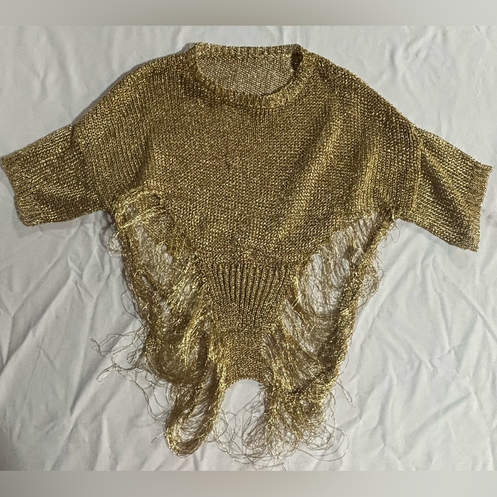 Gold Fringed Women's Sweater